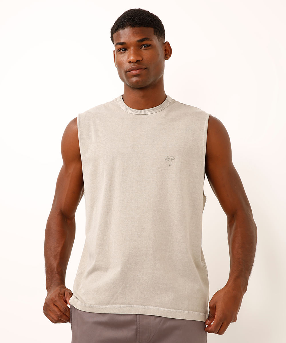 regata machão de algodão surf city bege