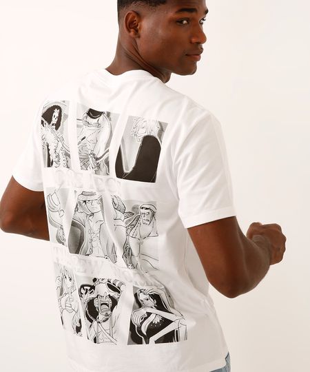 camiseta relaxed de algodão manga curta one piece off white PP