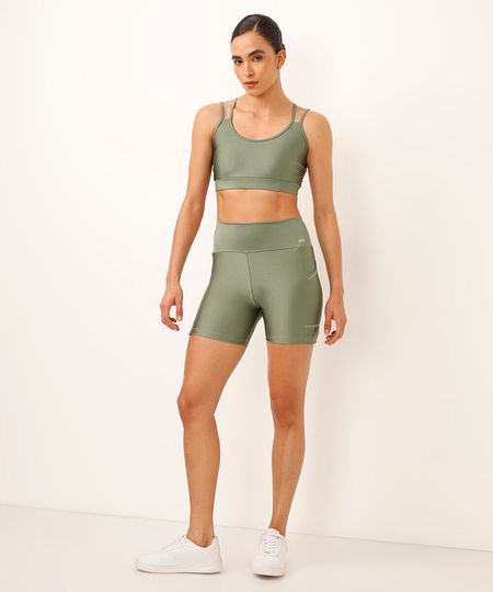 bermuda brilho com bolso cintura alta esportiva ace verde militar P