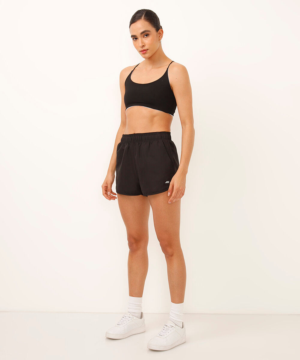 short running feminino com bolso esportivo ace preto