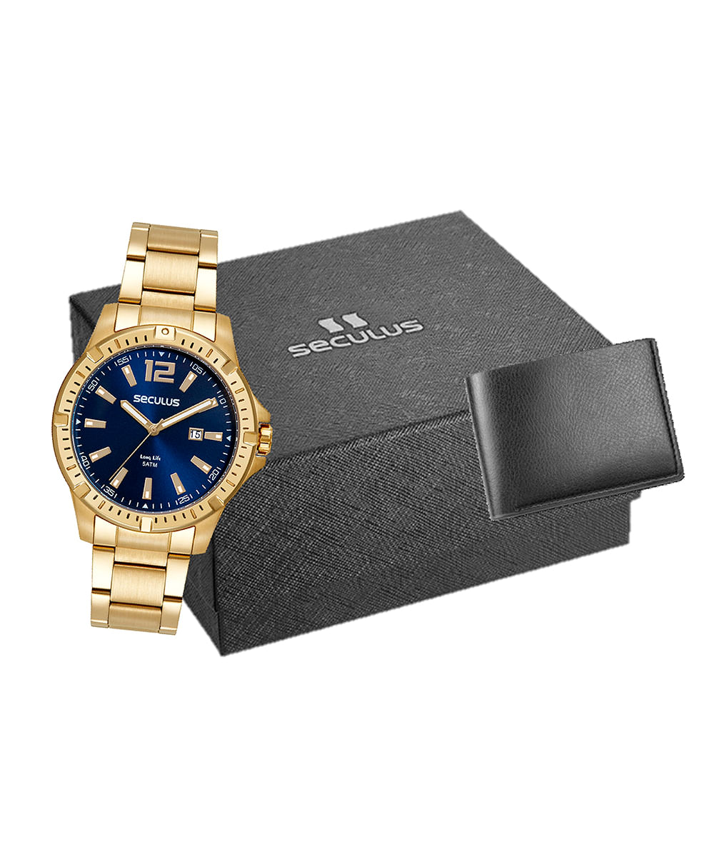 relógio seculus analógico calendário 44208gpsvda3k dourado