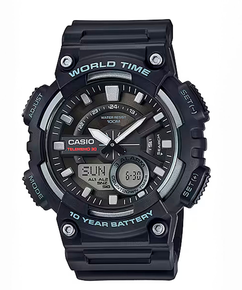 relógio casio analógico digital aeq110w1avdf preto