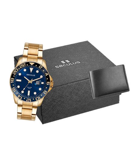 relógio seculus analógico calendário 44210gpsvda3k dourado UNICO