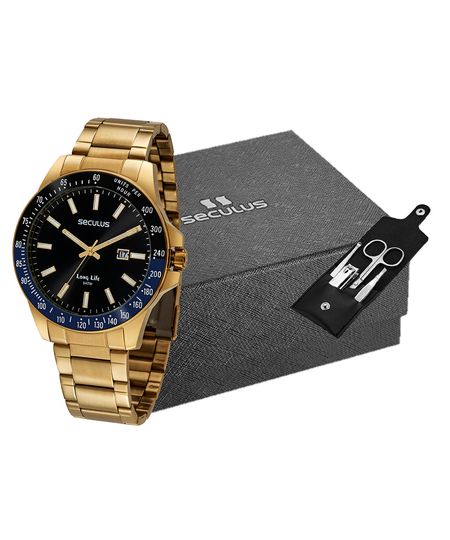 relógio seculus analógico calendário 44043gpsvda2k dourado UNICO
