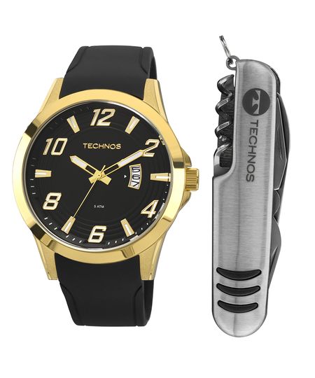 relógio technos analógico calendário 2115kqak8p dourado UNICO