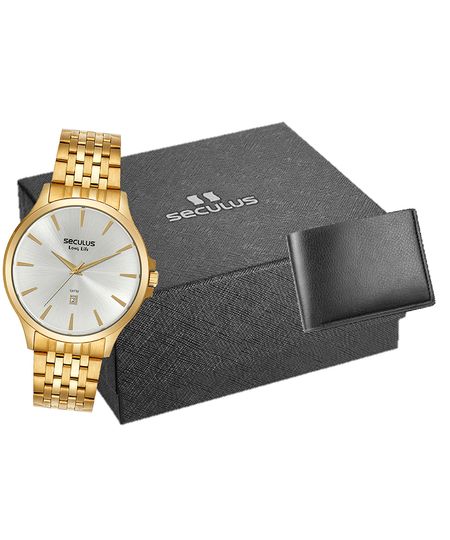 relógio seculus analógico calendário 44214gpsvda2k dourado UNICO