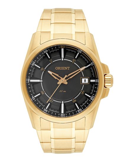 relógio orient analógico calendário mgss1145 g1kx dourado UNICO