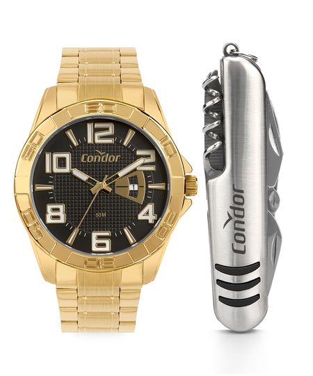 relógio condor analógico calendário co2117avk4p dourado UNICO