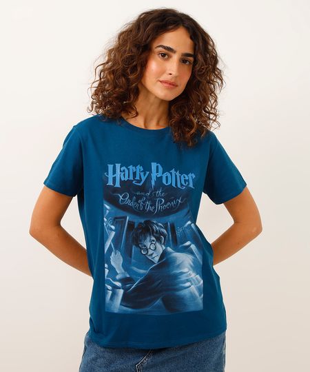 camiseta de algodão harry potter azul M camiseta de algodão harry potter azul M