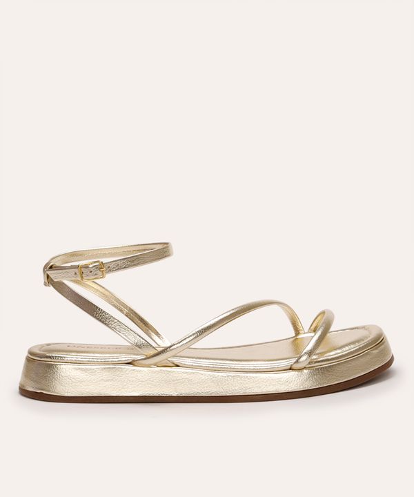rasteirinha flatform tiras finas oneself dourada 36