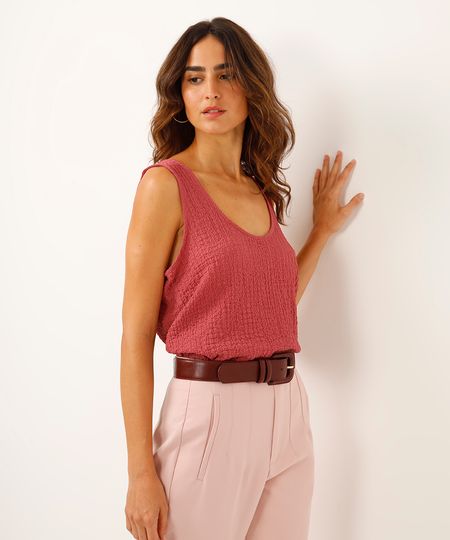 regata com fenda texturizada rosa PP