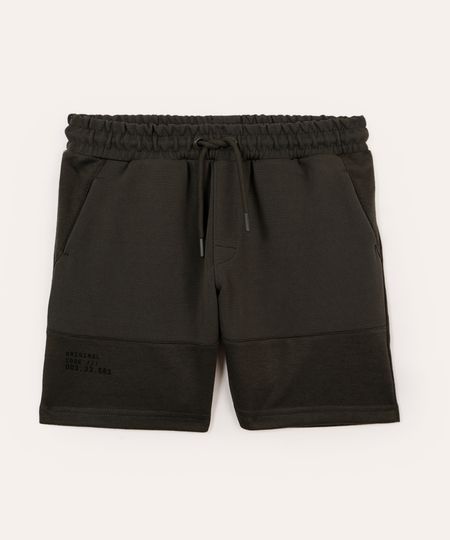 bermuda de moletom infantil com recorte canelado e bolsos cinza 8