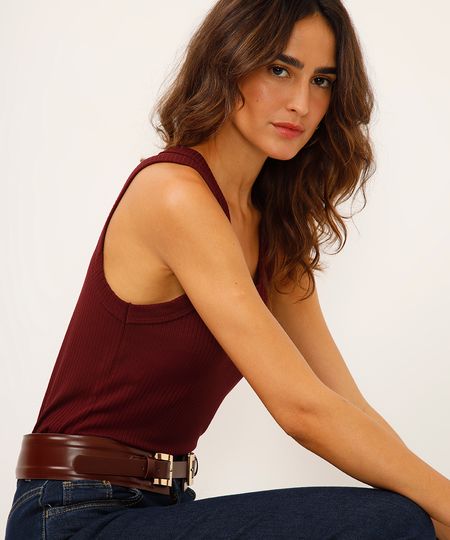 regata de viscose canelada decote redondo vinho PP regata de viscose canelada decote redondo vinho PP