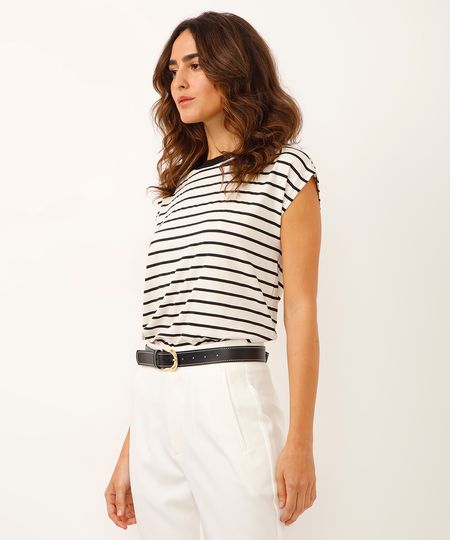 regata de viscose muscle tee listrada off white G regata de viscose muscle tee listrada off white G