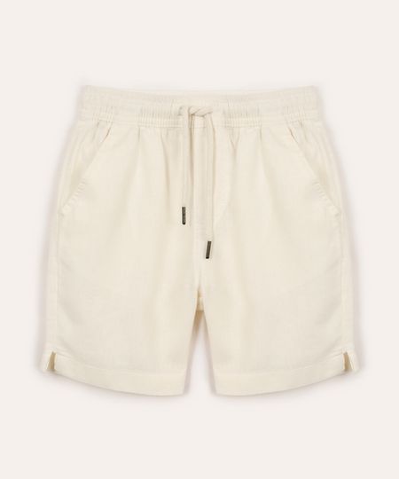 bermuda infantil de linho cós elástico off white 4