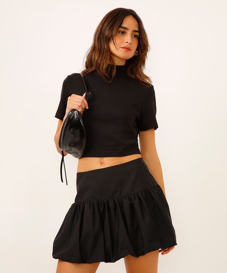 cropped de algodão peruano gola alta preto GG cropped de algodão peruano gola alta preto GG