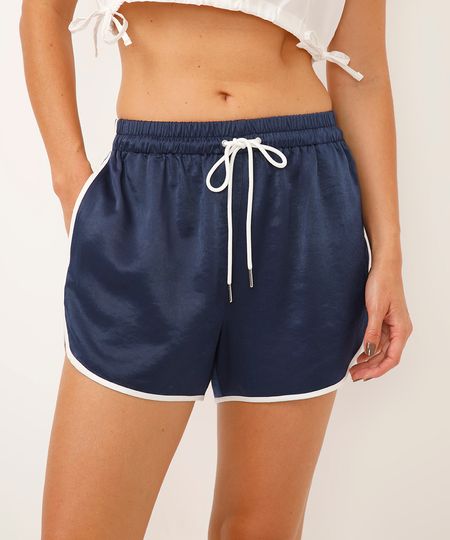 short runner cós com elástico bicolor azul G short runner cós com elástico bicolor azul G