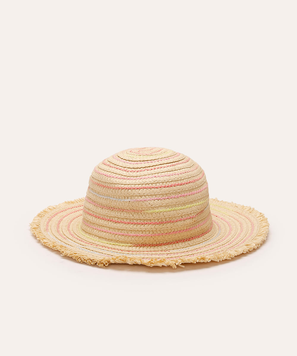 Chapéu de Palha Kids Infantil Criança Viés Bege Surf de Praia Saída Sol Verão Piscina Masculino Feminino Menino Menina Unissex Aba Larga na Moda Redondo Proteção Solar UV chapéu de palha infantil listrado bege