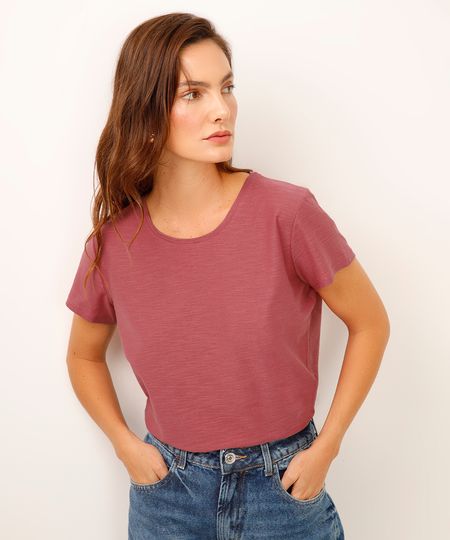 camiseta de flamê básica rosa PP camiseta de flamê básica rosa PP