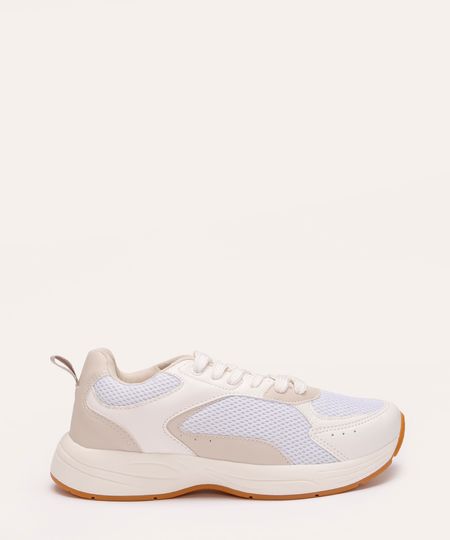 tênis esportivo com recortes ace off white 38