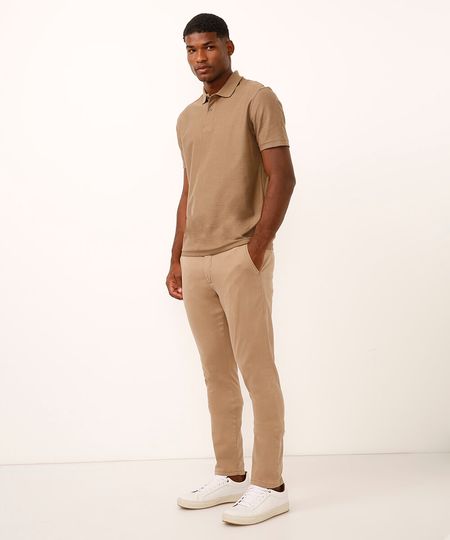 calça de sarja carrot com bolsos bege 38 calça de sarja carrot com bolsos bege 38