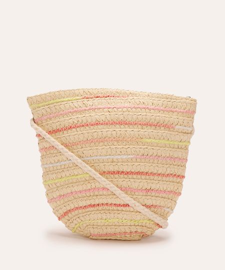 bolsa de palha infantil listrada bege UNICO bolsa de palha infantil listrada bege UNICO