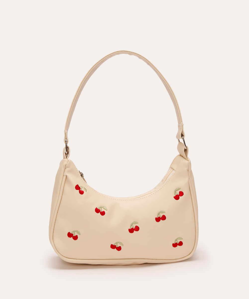 bolsa baguette infantil cerejas bege