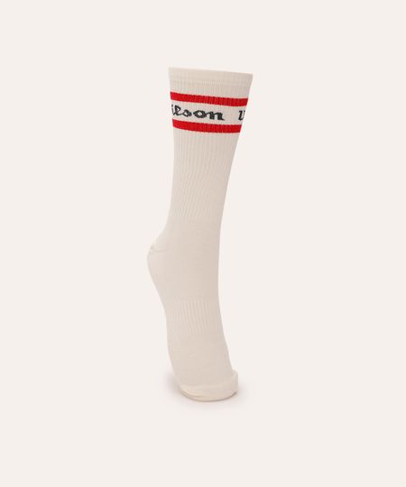 meia wilson cano longo de viscose off white 34-39
