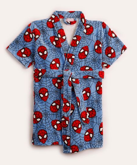 roupão infantil de algodão homem aranha azul M