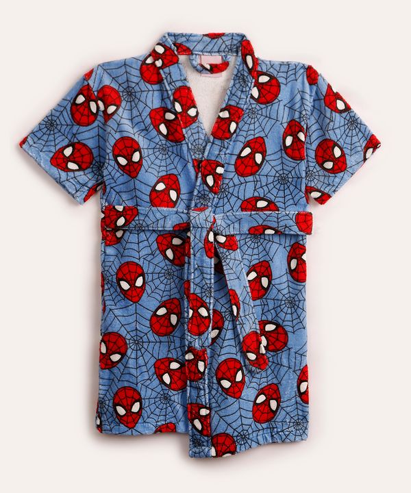 roupão infantil de algodão homem aranha azul GG