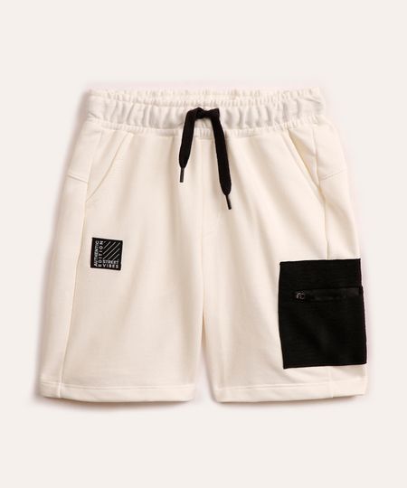 bermuda infantil de moletom cargo branca 4