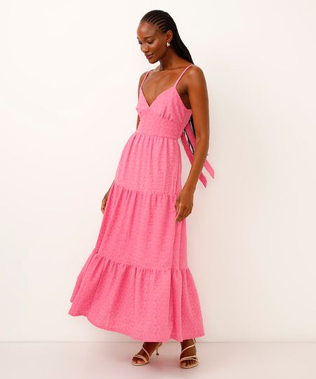 vestido longo texturizado marias rosa G