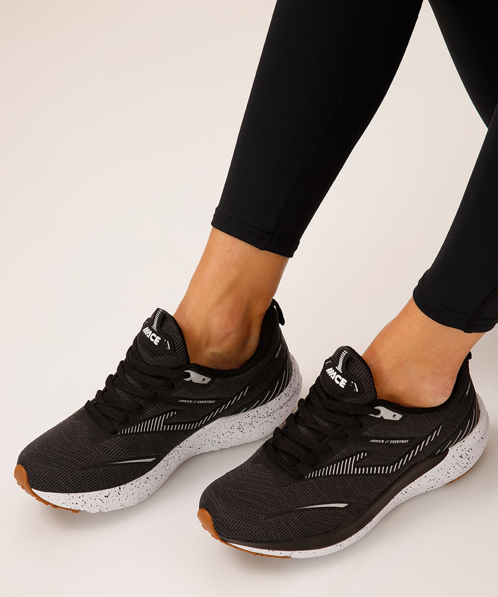 tênis esportivo com recortes ace preto