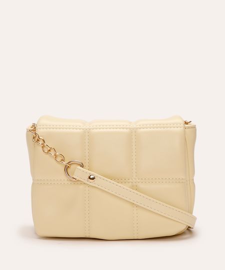 bolsa transversal matelassê alça de corrente amarela UNICO