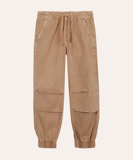 calça jogger infantil de sarja bege 4