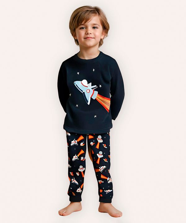 pijama de pelúcia infantil foguete azul 12