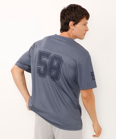 camiseta oversized basquete manga curta azul M