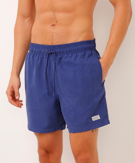 bermuda de suede com bolsos azul G