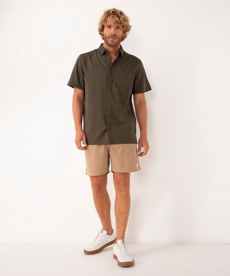 bermuda de suede com bolsos bege P