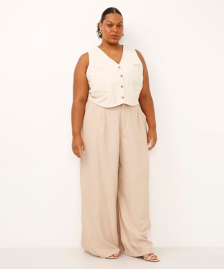 calça de alfaiataria feminina com pregas plus size bege 48 calça de alfaiataria feminina com pregas plus size bege 48