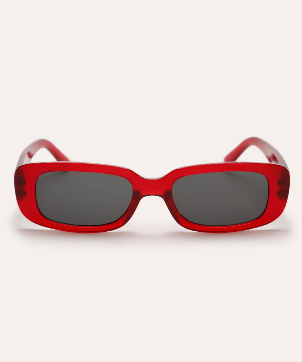 óculos de sol oval vermelho