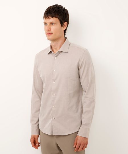 camisa de sarja manga longa bege P