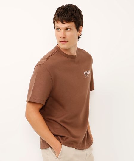 camiseta manga curta nihon marrom M