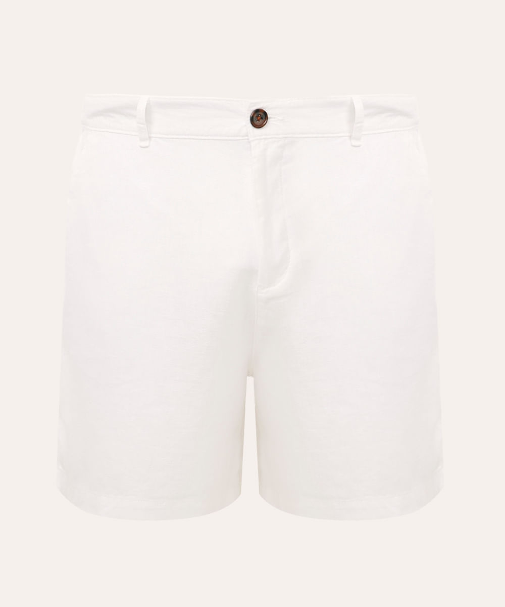 bermuda de linho com bolsos plus size branca