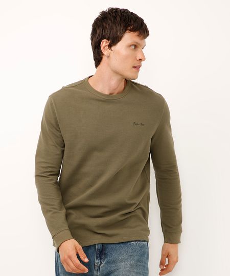 camiseta de algodão manga longa texturizada palm tree verde GG
