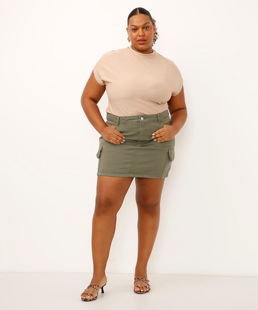 saia curta cargo de sarja verde