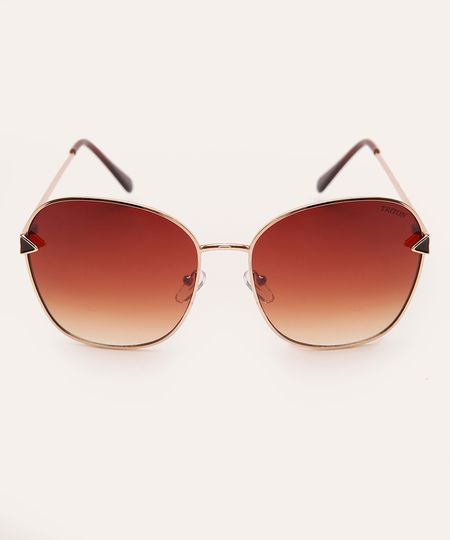 óculos de sol oval triton dourado UNICO