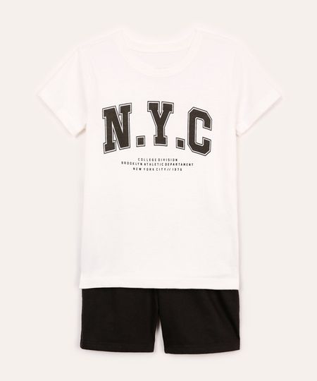 conjunto infantil curto nyc off white 1