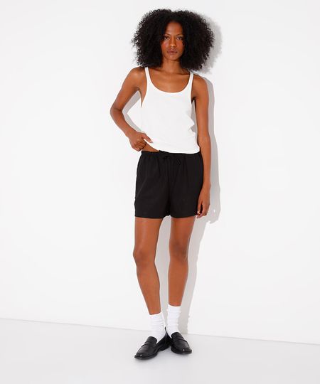 short pijama com linho mindset preto PP