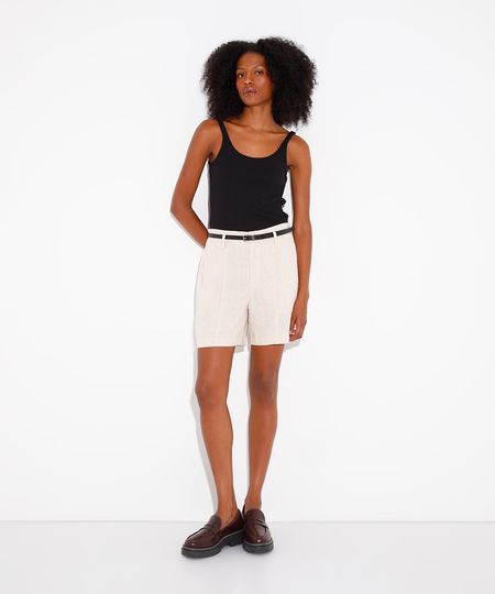 bermuda de alfaiataria com linho e cinto mindset bege 34 bermuda de alfaiataria com linho e cinto mindset bege 34